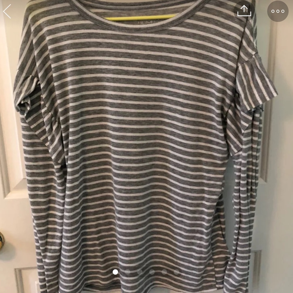 Gray and white striped sweater